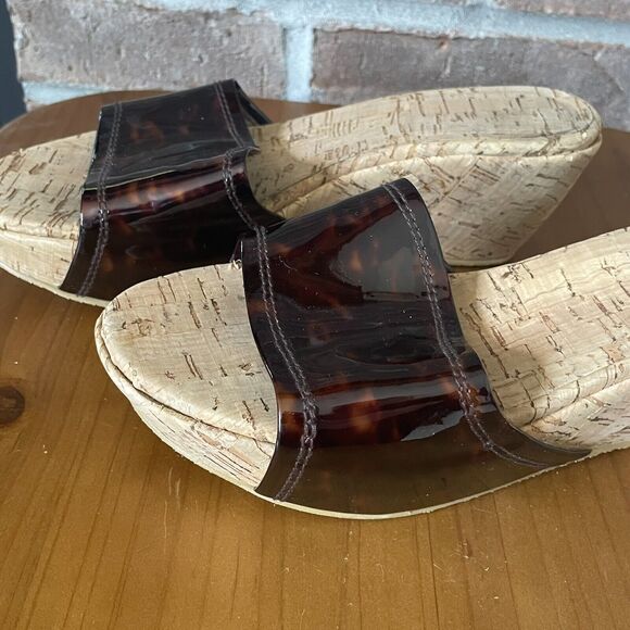 Stuart Weitzman Platform Wedge Sandal 7M Brown Cork Slide Slip On - Picture 13 of 13